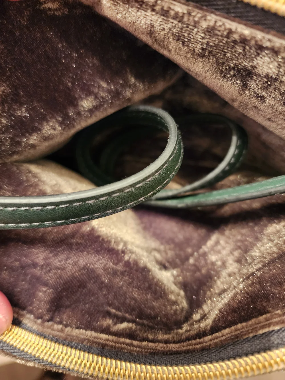 (Free With Purchase) Velvet Toiletry Crossbody Bag In Deep Olive Brown